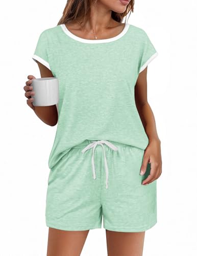 Ekouaer Comfortable Women's Short Sleeve Pajama Set for Night Wear and Sleep Soft Lounge Wear
| Ekouaer Women's O Neck