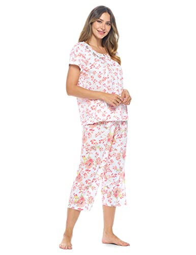 Women's Casual Nights Floral Sleepwear Top & Capri Pants Pajama Set for Sleep and Relaxation
| Casual Nights Women's Fl