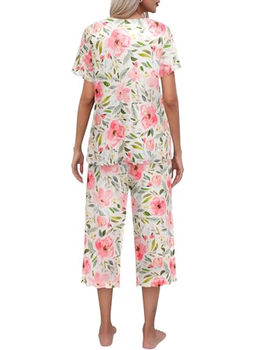 Ekouaer Women's Short Sleeve Pajama Top With Capri Pants Set S-XXL
| Ekouaer Women's Lounge & Sleepwear Pajama Set Shor