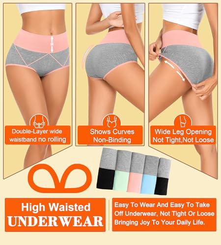 MISSWHO Women's High Waisted Cotton Underwear for Regular & Plus Size Comfort and Support
| Soft Double-Layer Waistedba