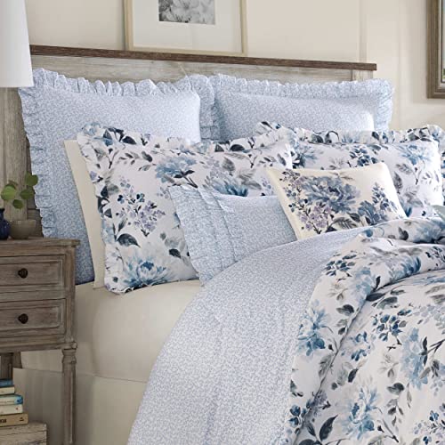 Laura Ashley Home Smooth Cotton Euro Sham Set, Chloe Blue, Lightweight & Stylish Home Decor OEKO-TEX STANDARD 100  
Laur