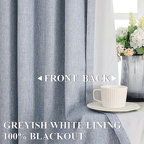 Vision Home Chambray Blue Pinch Pleated Full Blackout Curtains for Living Room & Bedroom Thermal Insulated