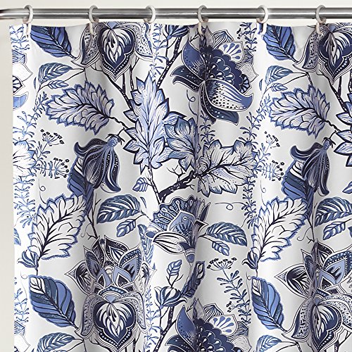Lush Decor Blue Cynthia Jacobean Shower Curtain - Flower Print Design for Bathrooms, Easy Installation
| Lush Decor Blu