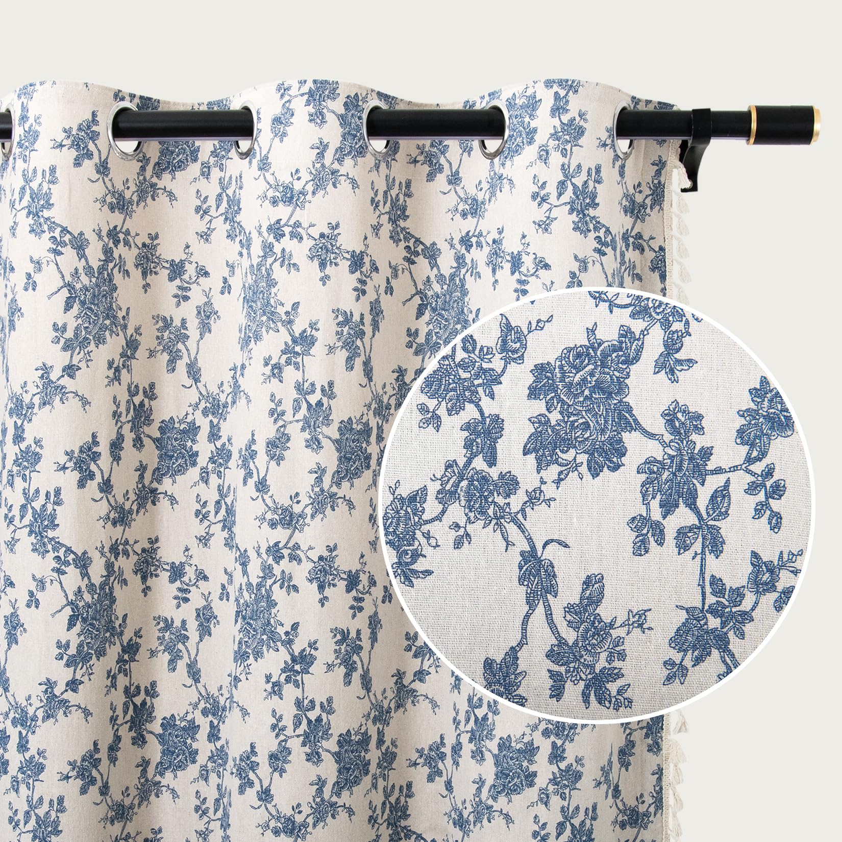 Vintage Floral Curtains for Living Room Light Filtering Flower Patterned Curtain for bedroom, dining room, and kitchen D