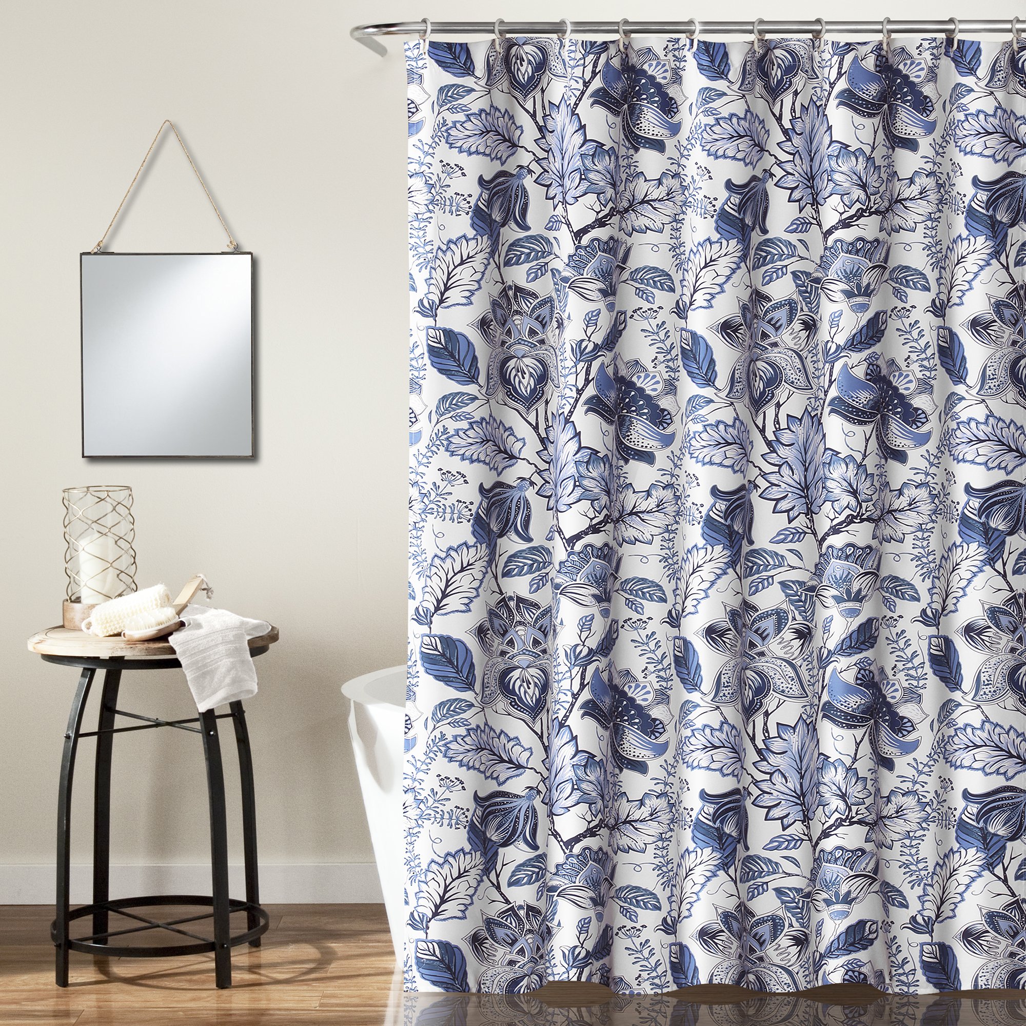 Lush Decor Blue Cynthia Jacobean Shower Curtain - Flower Print Design for Bathrooms, Easy Installation
| Lush Decor Blu